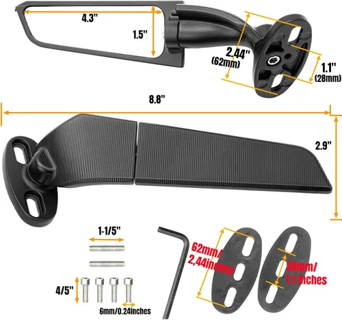 Miniatura 7 de 2025 Espejos laterales de motocicleta más recientes compatibles con GSXR 600 750 1000 CBR300R CBR500R CBR600RR CBR1000RR EX250 EX300 EX400 EX650