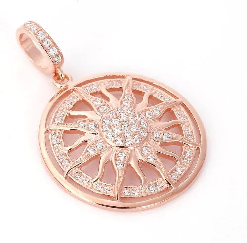 Miniatura 2 de Oro rosa sol colgantes plata de ley 925colgantes con circonita transparente para pulsera de cadena de serpiente de 3mm