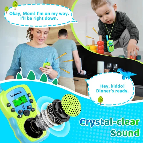 Miniatura 5 de Vvinca Walkie Talkies para niños, juguetes recargables para edades de 5 a 7 años, largo alcance, 22 canales, 2 vías, walkie talkie con linterna