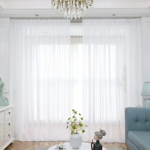 ABCHOME Cortinas traslúcidas blancas de 63 pulgadas de largo, cortinas traslúcidas para ventana, 2 paneles, cortinas traslúcidas para dormitorio,