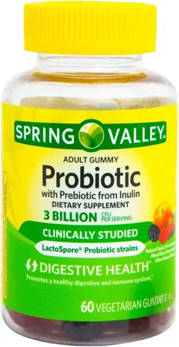 Probióticos para mujeres y hombres – 60 gomitas vegetarianas, 3 mil millones de UFC con inulina, suplemento de salud digestiva, varios sabores de