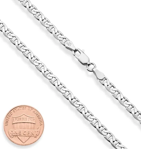 Miniatura 2 de Miabella Collar de plata de ley 925 maciza italiana de 0.157 in de corte de diamante, para mujeres y hombres, fabricado en Italia