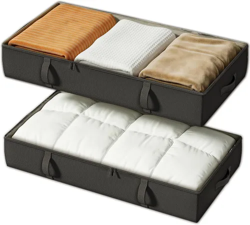 Miniatura 14 de Vailando Contenedores de almacenamiento para debajo de la cama, 6 pulgadas de alto y 60 litros debajo de la cama con asas resistentes y paredes