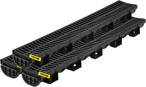 Miniatura 9 de VEVOR Sistema de Drenaje de Trinchera Paquete de 3, Drenaje de Canal con Rejilla de Plástico 5.7 x 3.1 pulgadas Zanja de Drenaje HDPE, Vía de Agua