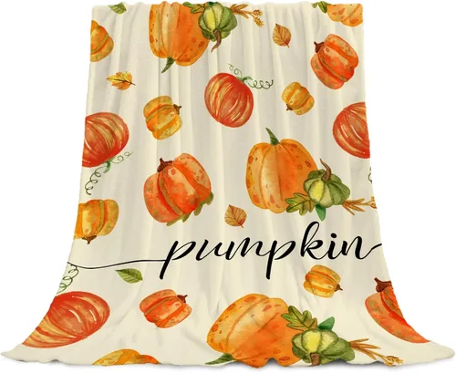 YeeJu Manta decorativa de otoño, tamaño Queen, para Acción de Gracias, cosecha de otoño, lindas calabazas, para cama, sofá, grande, suave, Otoño-01