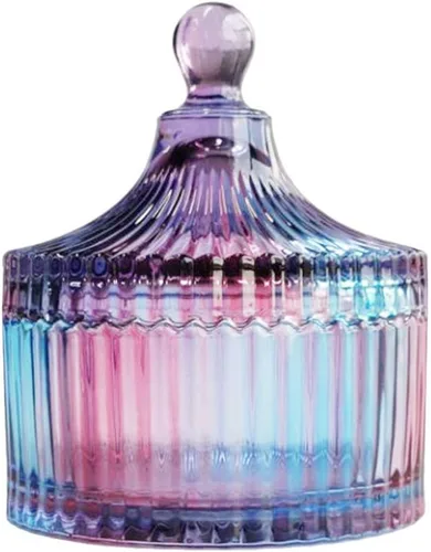 Miniatura 12 de CHOOLD - Frasco para dulces con forma de tienda de campaña de cristal transparente de lujo con tapa, frasco de vidrio transparente de estilo Morado