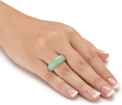 Miniatura 3 de PalmBeach Jewelry - Anillo de jade verde auténtico, tamaños 6-10