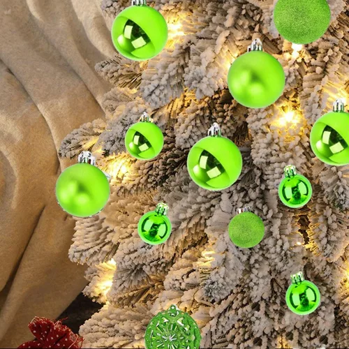 Miniatura 2 de NJN 100 piezas de juego de adornos de bolas de Navidad, adornos verde manzana para decoración de árbol de Navidad, adornos colgantes de plástico