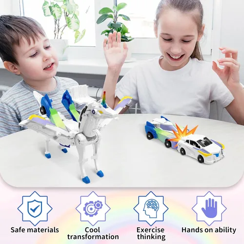 Miniatura 3 de Intoypad Coches transformadores de colisión de unicornio para niñas y niños, 2 autos magnéticos que se transforman en una colisión mágica de Azul