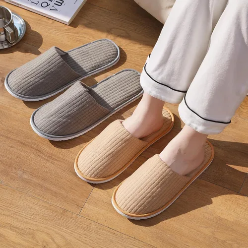 Miniatura 2 de DECOUE 6-12 pares de pantuflas desechables para invitados, antideslizantes, antideslizantes, lavables, reutilizables, para mujeres y hombres