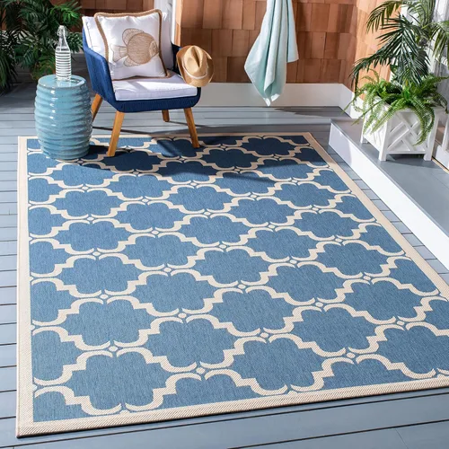 Miniatura 32 de SAFAVIEH Alfombra lavable al aire libre Courtyard Collection - 9 x 12 pies, beige y terracota, no desprende pelusa y fácil limpieza, ideal