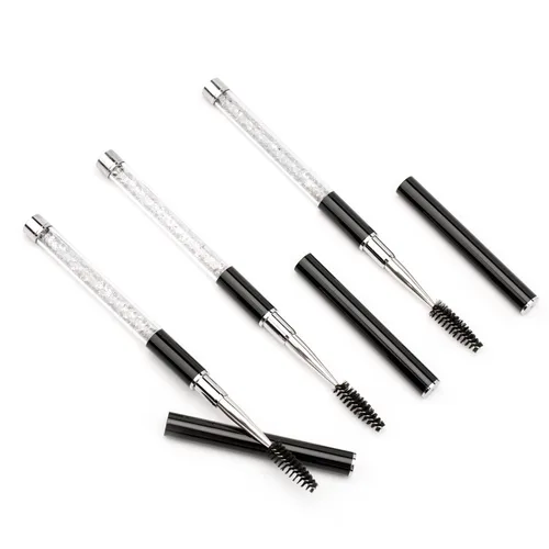 Miniatura 3 de G2PLUS 3 cepillos de cejas con tapa, cepillo portátil y flexible, cepillos de rímel de pestañas, aplicador, herramientas de maquillaje para Negro