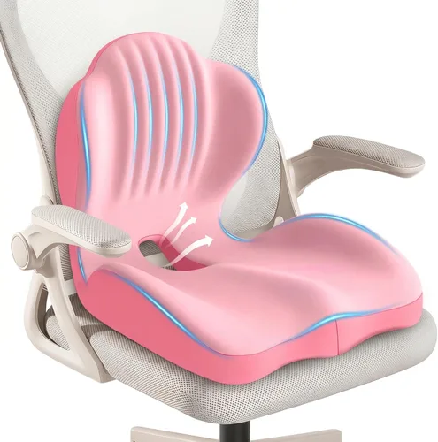 Miniatura 11 de Cojín ergonómico lumbar y de apoyo de asiento, cojín de espuma viscoelástica 2 en 1 con diseño hueco de coxis para silla de oficina, asiento