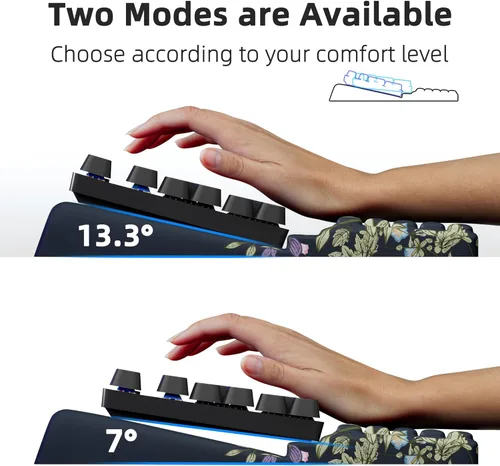 Miniatura 4 de Ospelelf Almohadilla de Soporte para Teclado con Reposamuñecas, Cómodo Elevador Ergonómico Portátil para Teclado para Oficina y Hogar Flowery