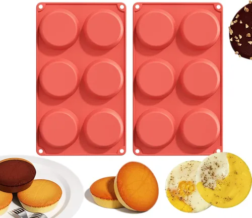 Miniatura 13 de Moldes grandes de silicona para chocolate, 6 cavidades redondas, moldes de vidrio para chupitos de hielo, galletas, dulces, postres, pudín y postre