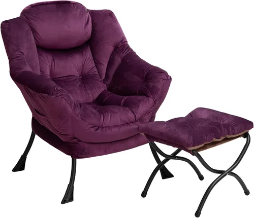 Miniatura 34 de HollyHOME - Silla perezosa con reposabrazos y bolsillo lateral, cómoda silla de sala de acento, sofá de ocio para sala de estar, recámara