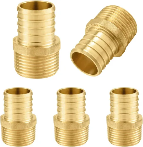 Miniatura 17 de Paquete de 5 accesorios Foskan PEX, adaptador macho NPT de 1 pulgada a 1 pulgada, accesorios de engarce de púas de latón para manguera de agua de RV