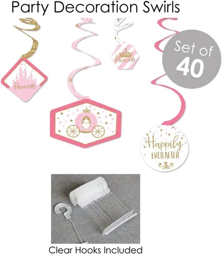 Miniatura 4 de Big Dot of Happiness Corona de princesita – Suministros para baby shower o fiesta de cumpleaños de princesa rosa y dorada – Kit de decoración