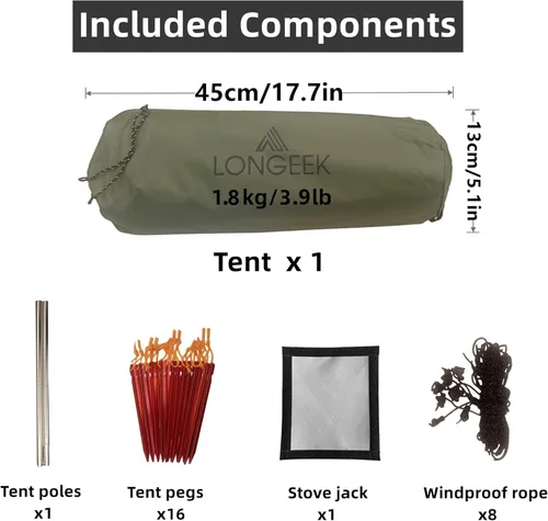 Miniatura 4 de Tienda de campaña para 2-4 personas, para 4 estaciones, ultraligera, fácil de montar, estilo Teepee caliente