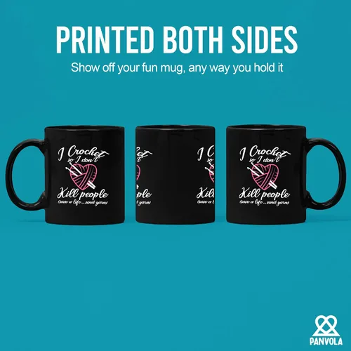 Miniatura 2 de Taza de cerámica con texto en inglés "I Crochet So I Don't Kill People", regalos de ganchillo para abuela, tía, mamá, 11 onzas, color negro