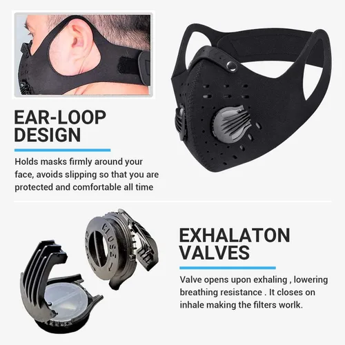 Miniatura 2 de PISIQI Cubierta facial para la boca, para la mitad de la cara, deportes y cara, antipolvo, con válvula, reutilizable, para exteriores