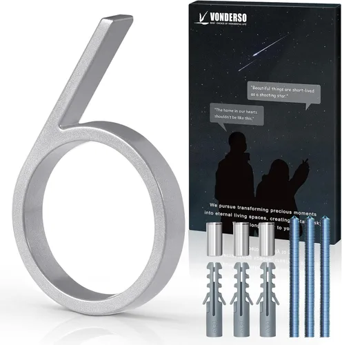 Miniatura 45 de VONDERSO Números flotantes de casa de 5 pulgadas para exteriores, números de dirección modernos de metal antioxidante (3), números de buzón Negro 3