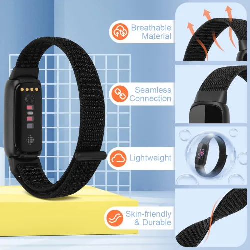 Miniatura 3 de Correas de nailon compatibles con correas Fitbit Luxe, correas deportivas de tela transpirable ajustable Solo Loop, pulsera de repuesto suave