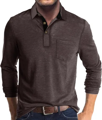 Miniatura 10 de Uposiut Mens Polo Shirts Long/Short Sleeve Mens Shirts Casual Stylish Cotton True Classic Basic Tee Shirts