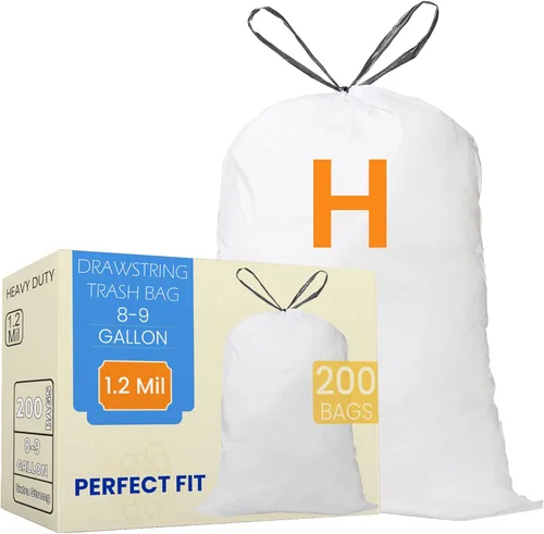 Code H - Bolsas de basura resistentes con cordón de 8 a 9 galones compatibles con simplehuman Code H - Bolsas de basura de 8-9 galones (30-35
