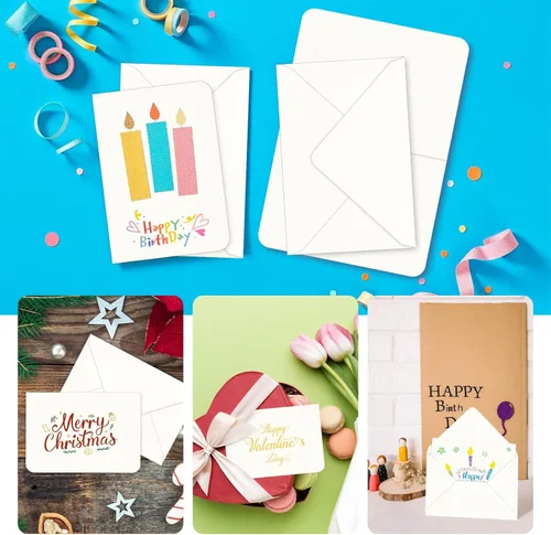 Miniatura 5 de Vmiapxo 50 juegos de tarjetas de acuarela en blanco con sobres, peso pesado de 5 x 7 pulgadas, 100% algodón, 140 libras/10.58 oz/m², postales