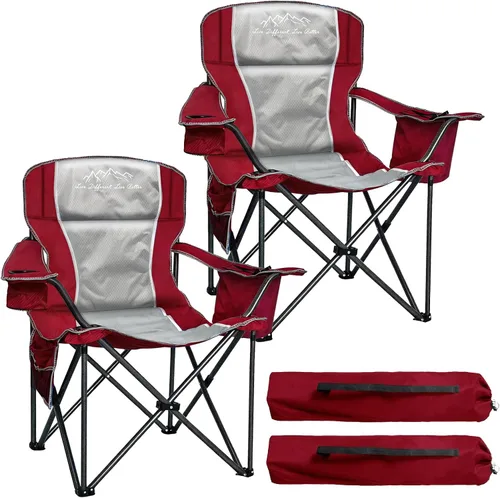 Miniatura 11 de Sillas de campamento para adultos de alta resistencia de 500 libras de capacidad, silla plegable de respaldo alto con marco de acero grueso, silla