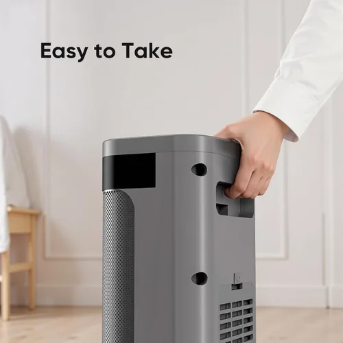 Miniatura 8 de Sweetcrispy Calentador de espacio para uso en interiores, calentador portátil de 24 pulgadas con control remoto y termostato, 3 modos de luz