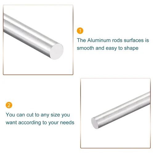 Miniatura 3 de MECCANIXITY Varilla redonda sólida de aluminio de 0.236 in de diámetro, 13.780 in de longitud, para manualidades, paquete de 2