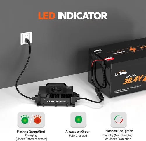 Miniatura 9 de LiTime Batería LiFePO4 de 36V 100Ah OBM Bluetooth con Protección a Baja Temperatura con Cargador de 43.8V 25A, BMS Integrado de 100A, Batería