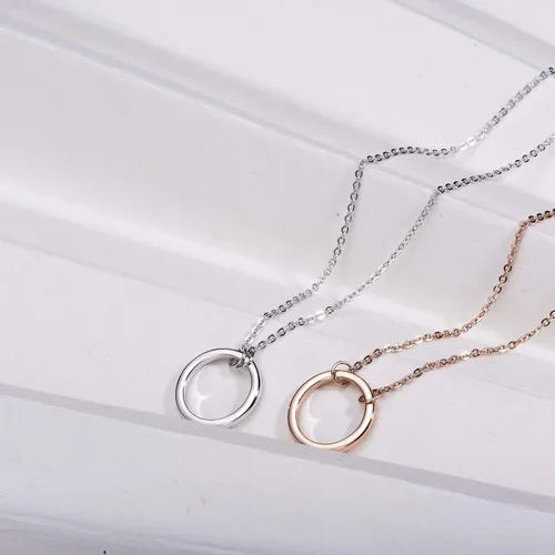 Miniatura 4 de S.Leaf Collar circular de plata de ley con círculo abierto para mujer, collares para mamá, Metal