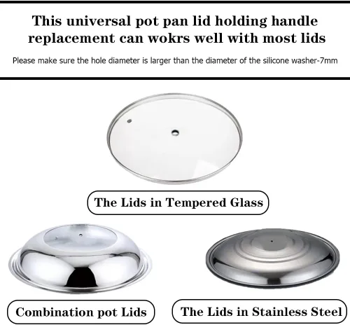 Miniatura 4 de Pomo universal de repuesto para tapas de olla, cubierta de silicona resistente al calor, asas de sujeción sin BPA, aptas para lavavajillas, se