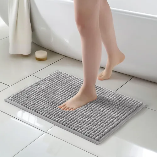 Miniatura 26 de FRESHMINT Alfombra de baño de felpilla gruesa y grumosa, 17"x24", alfombrilla de baño antideslizante, accesorio decorativo suave, linda alfombrilla