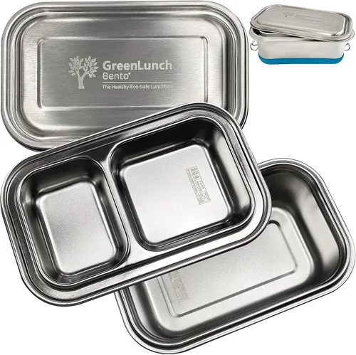 GreenLunch Bento Caja Bento de Acero Inoxidable, Lonchera Libre de BPA con Compartimentos para Snacks, Contenedores de Lonchera Resistentes a