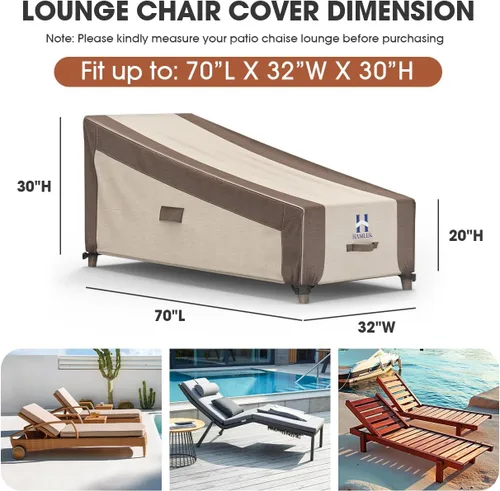 Miniatura 2 de HAMLER Funda para silla de salón, fundas resistentes para tumbonas para exteriores, impermeables, fundas para muebles de exterior para muebles