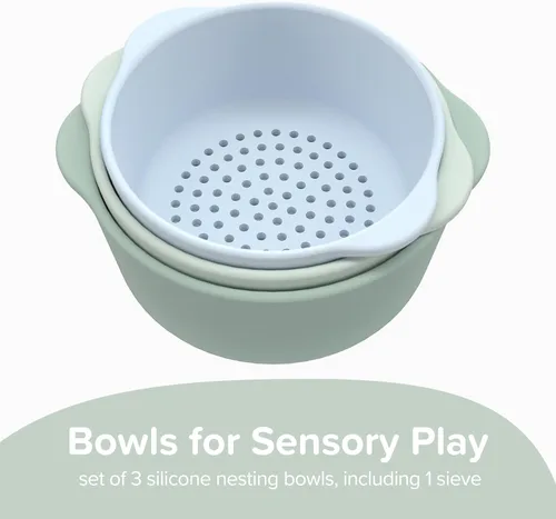 Miniatura 2 de Inspire My Play - 3 cuencos y tamiz anidables - Perfecto para bandeja de juegos sensoriales - Accesorios para contenedores sensoriales - Suministros