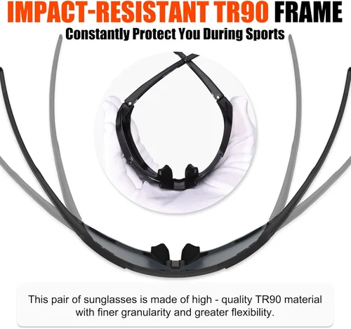Miniatura 5 de X-TIGER Gafas de sol polarizadas para deportes con 5 lentes intercambiables, gafas de ciclismo para hombres y mujeres, para béisbol, correr, pesca