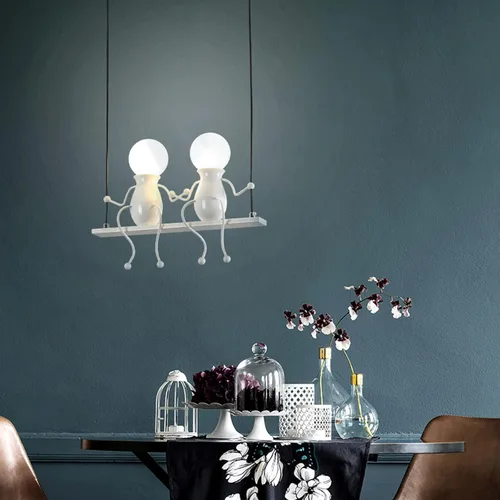 Miniatura 7 de Iluminación colgante LED creativa, moderna, doble para personas pequeñas, lámpara colgante de techo, luces colgantes ajustables para dormitorio