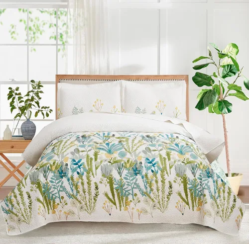 Miniatura 11 de Ycosy Juego de Edredón Floral Tamaño Full/Queen Colcha Reversible de Flores Queen Edredón Ligero de Verano Ropa de Cama Edredones Florales Morados