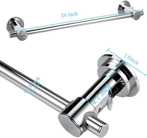 Miniatura 4 de JiePai Toallero con ventosa de 24 pulgadas, Toallero de succión al vacío moderno y removible para puerta de baño, Soporte de toalla adhesivo
