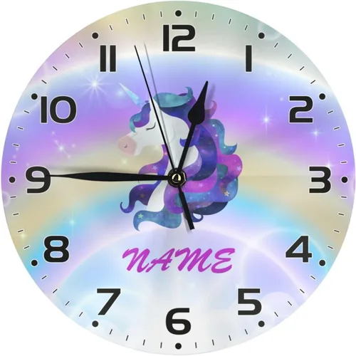 Miniatura 11 de Reloj de pared personalizado con diseño de planeta y galaxia para habitación de niños, reloj de pared personalizado con nombre de niño, regalo