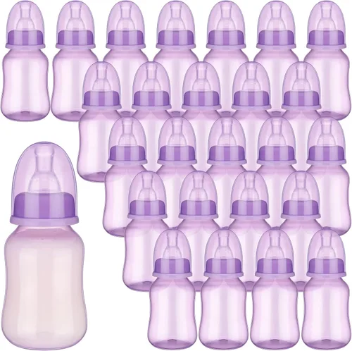 Miniatura 10 de SiliFine Juego de 48 botellas de regalo para baby shower, juego de bebida, mini botellas de regalo para revelación de género, suministros de fiesta
