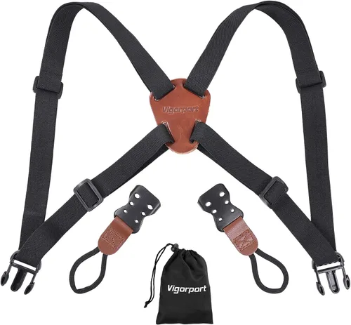 Vigorport Correa para cámara, correas cruzadas para binoculares, telémetros, correa de arnés compatible con cámaras Canon, Nikon, Sony y DSLR, color