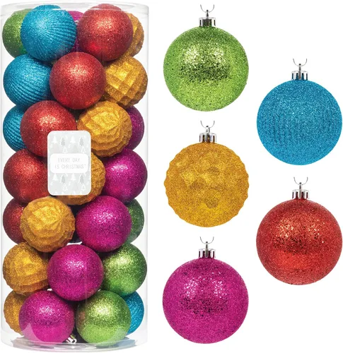 Miniatura 7 de Every Day is Christmas - Juego de adornos para colgar de Navidad de 50 unidades, juego de adornos inastillables para árbol de Navidad, decoración