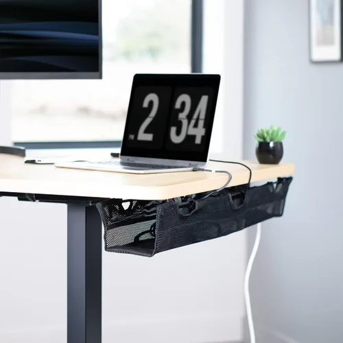 Miniatura 9 de VIVO DESK-AC36MH-S - Organización de cables de red de malla para debajo del escritorio, 36 pulgadas con soporte para regleta de alimentación