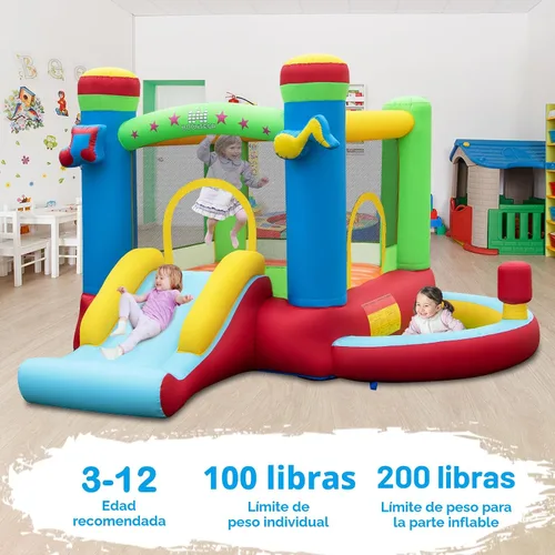 Miniatura 7 de Casa de rebote inflable BOUNTECH con pozo de bolas, casa hinchable para niños en interiores y exteriores con gran área de salto, aro de baloncesto
